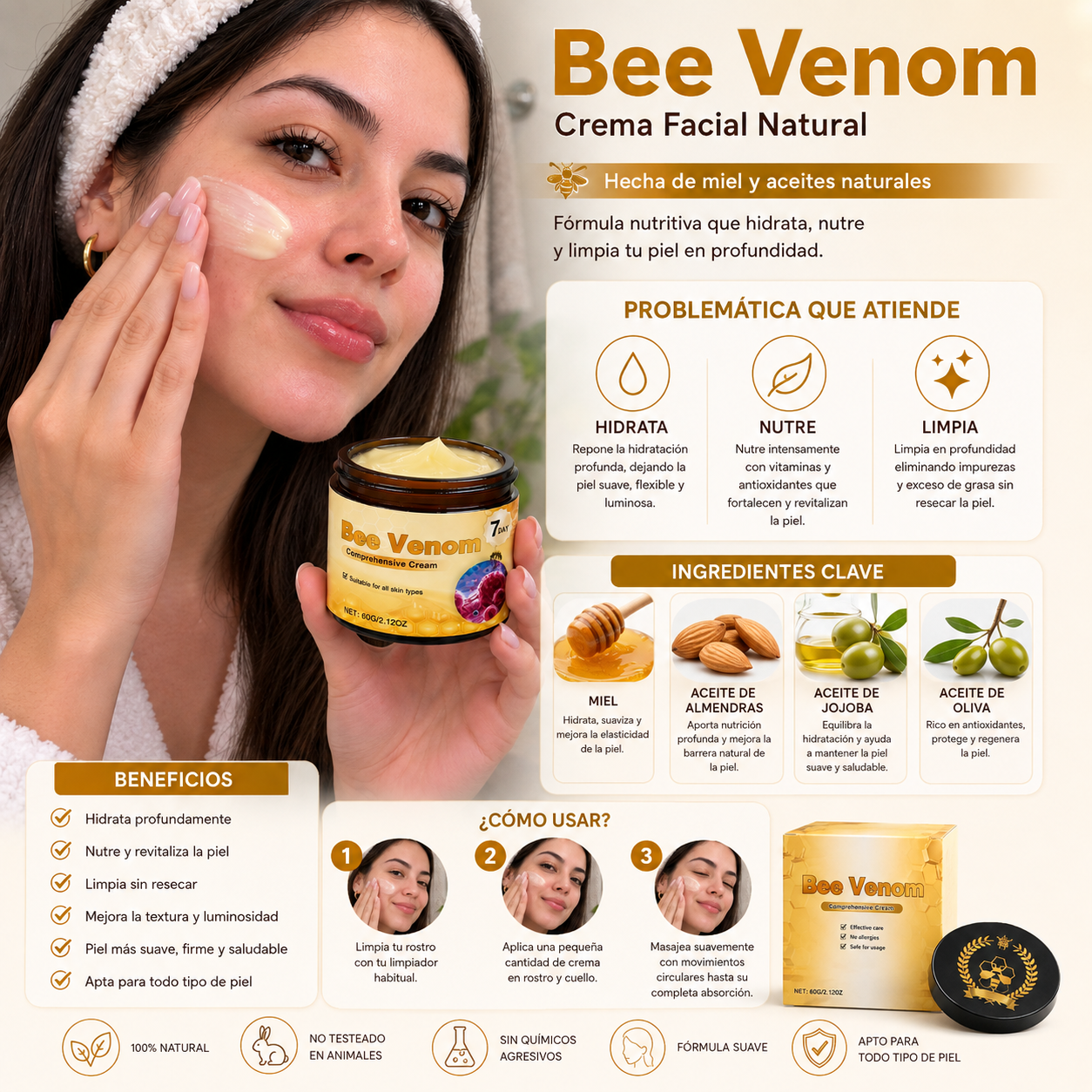 Crema Integral De Abejas Limpiadora y Hidratante