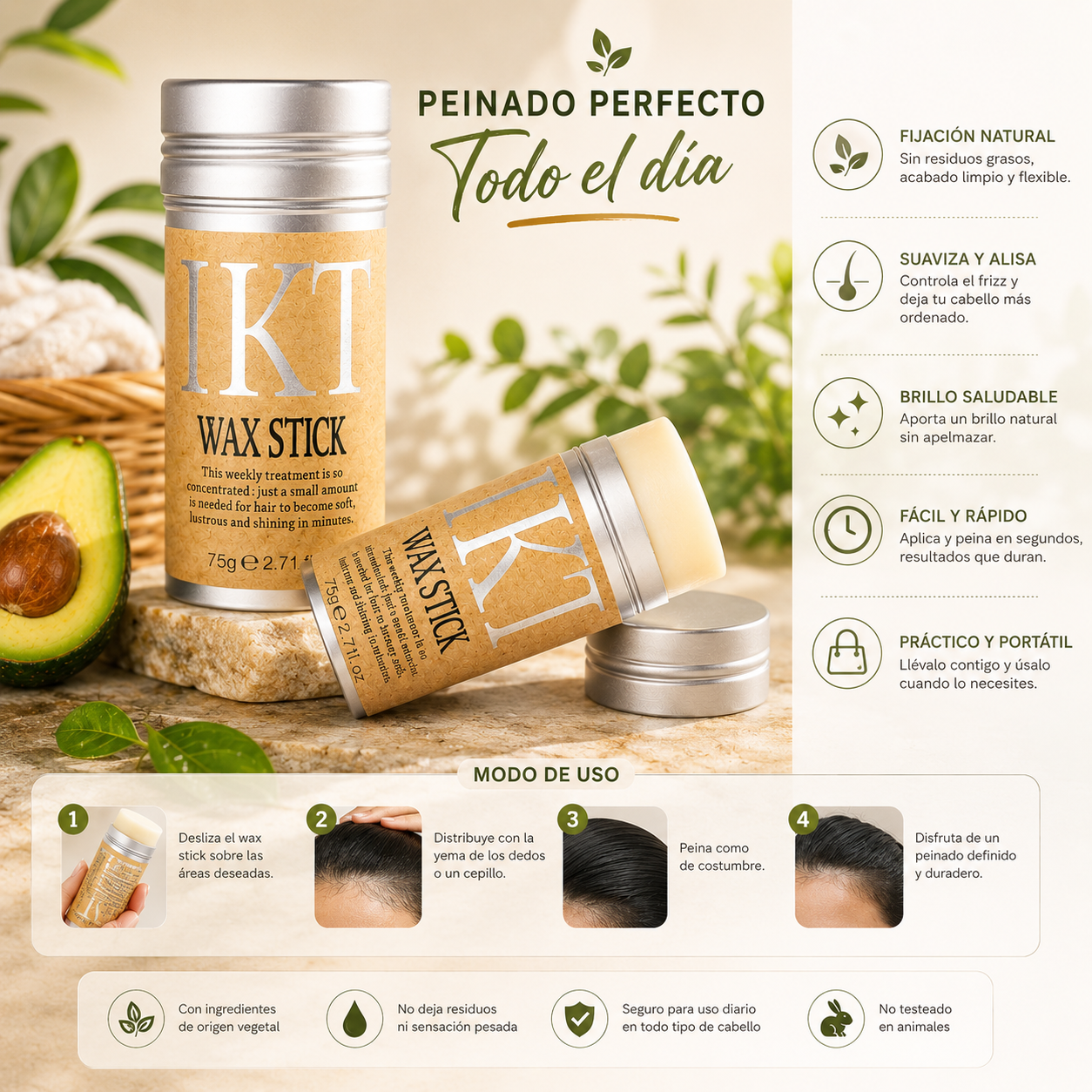 Cera Wax Stick Fijadora Cabello dañado